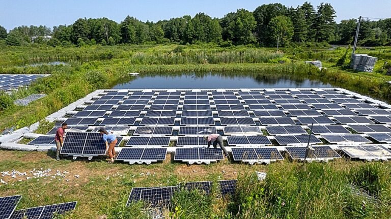 Drijvende zonnepanelen kunnen broeikasgasemissies op kleine vijvers verhogen, blijkt uit onderzoek