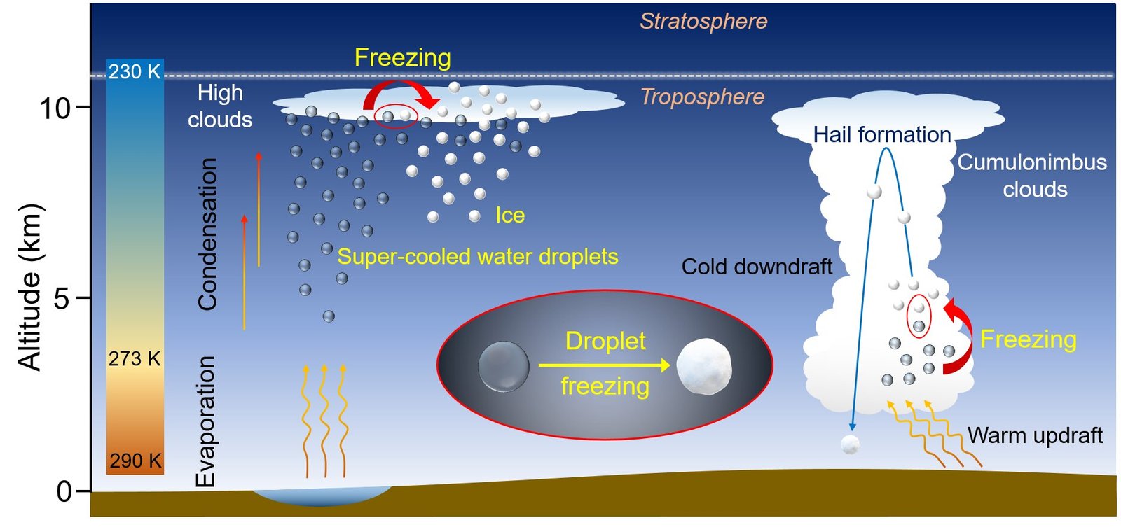 Ontdekking van de bevriezingsstappen van waterdruppels verbindt atmosferische wetenschap en klimaatoplossingen