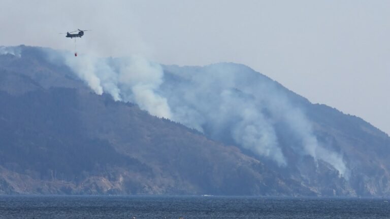 Japan zet 2.000 brandweermensen in tegen de ergste bosbrand in decennia