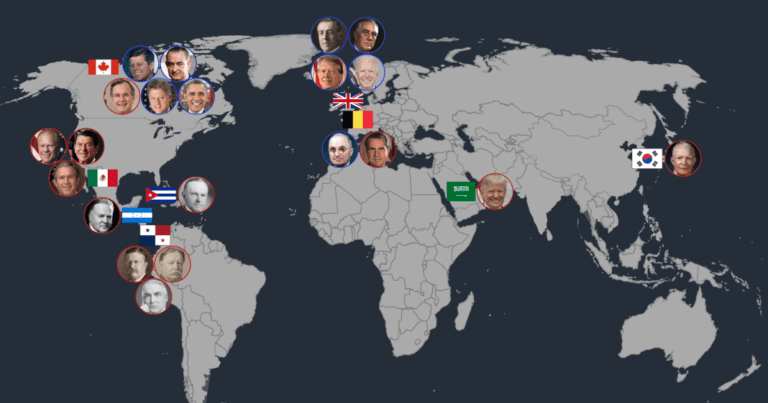 Alle landen bezocht door Amerikaanse presidenten