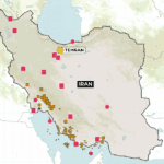 Kaart van de olie- en gaslocaties in Iran en de aanvallen door Israël