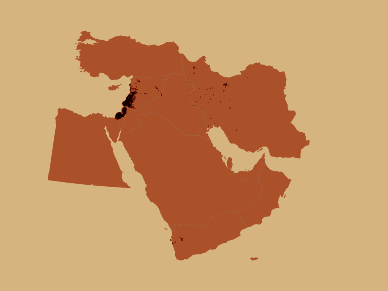 Kaart van de uitbreidende strijdfronten van Israël in het Midden-Oosten