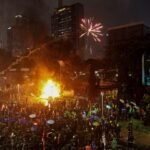 Protesten hervatten in Jakarta, Indonesië na de dood van een ritdelingschauffeur