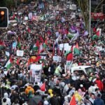 Tienduizenden demonstreren tegen de oorlog van Israël in Gaza in Sydney, Australië