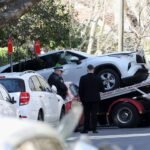 Auto botst tegen het Russische consulaat in Sydney, Australië