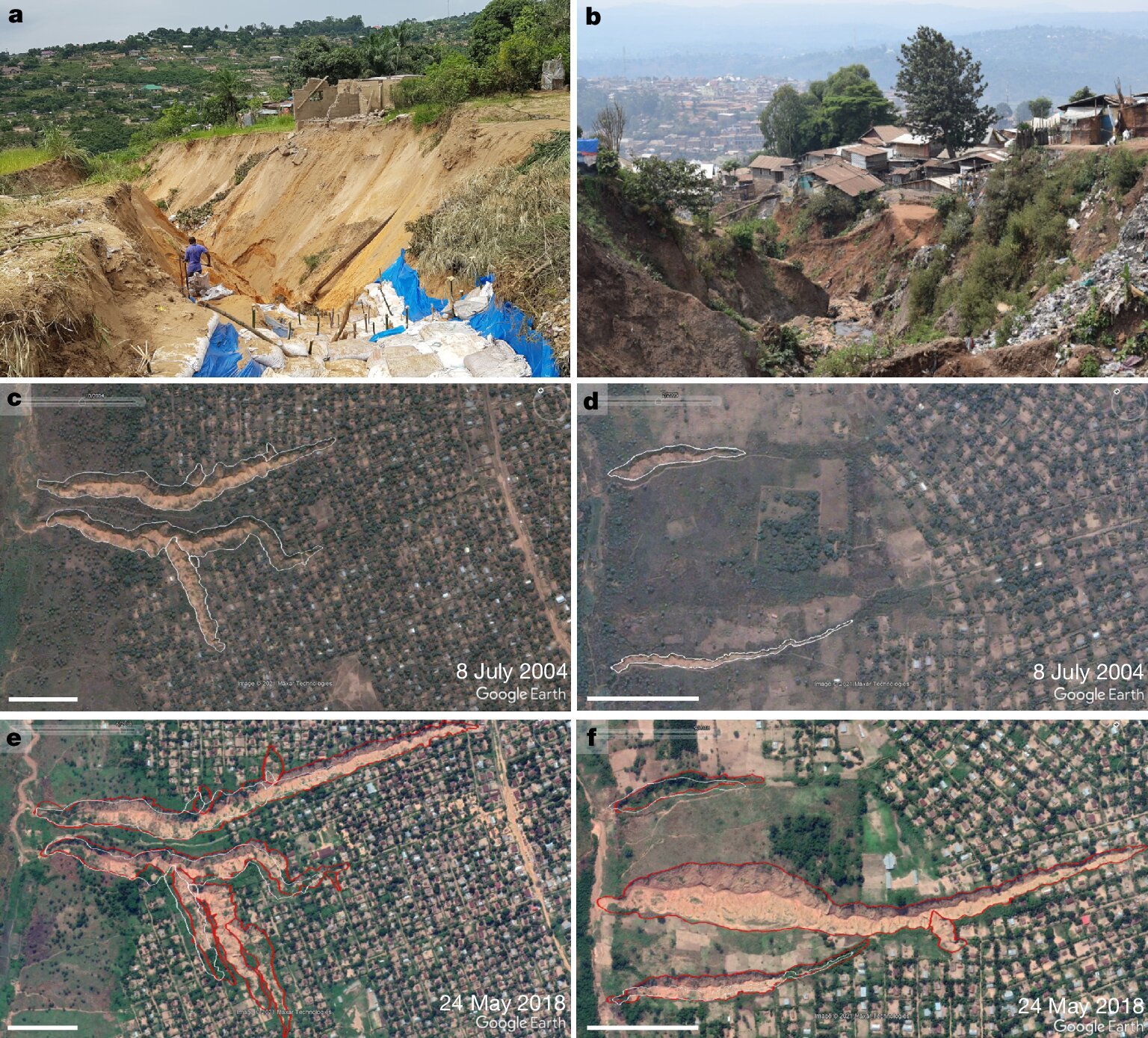 De toenemende dreiging van enorme ravijnen die straten en huizen opslokken
